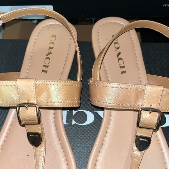 Coach Tan T-Strap Sandals - Picture 2 of 4